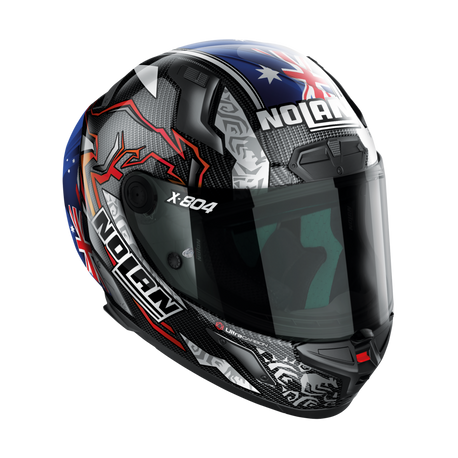 Nolan X-804 RS Full Face Stoner 10th Anniversary Helmet - Carbon Blue White