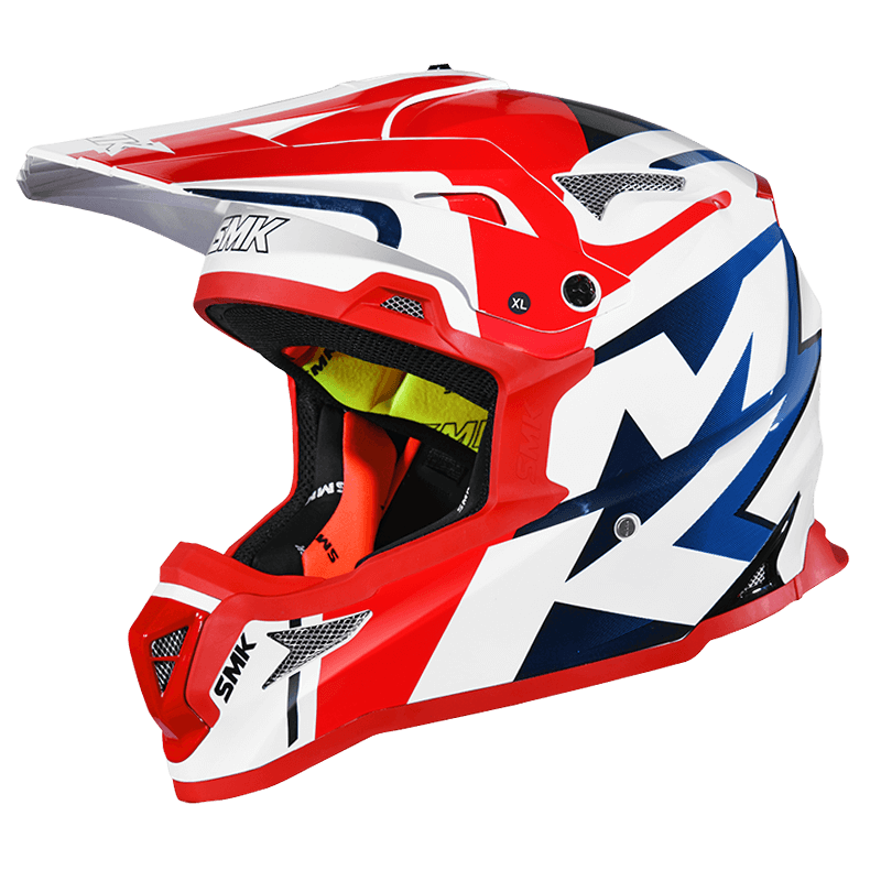 SMK Allterra X-Power (MA153) MX Helmet - Matt White/Blue/Red