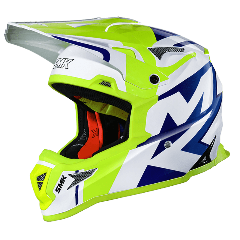 SMK Allterra X-Power (MA154) MX Helmet - Matt White/Blue/Yellow