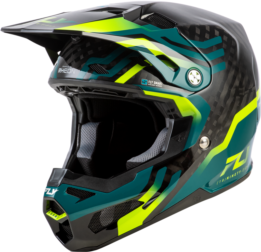Fly Racing Formula S Carbon Byte Helmet - Black Carbon/Teal/Lime