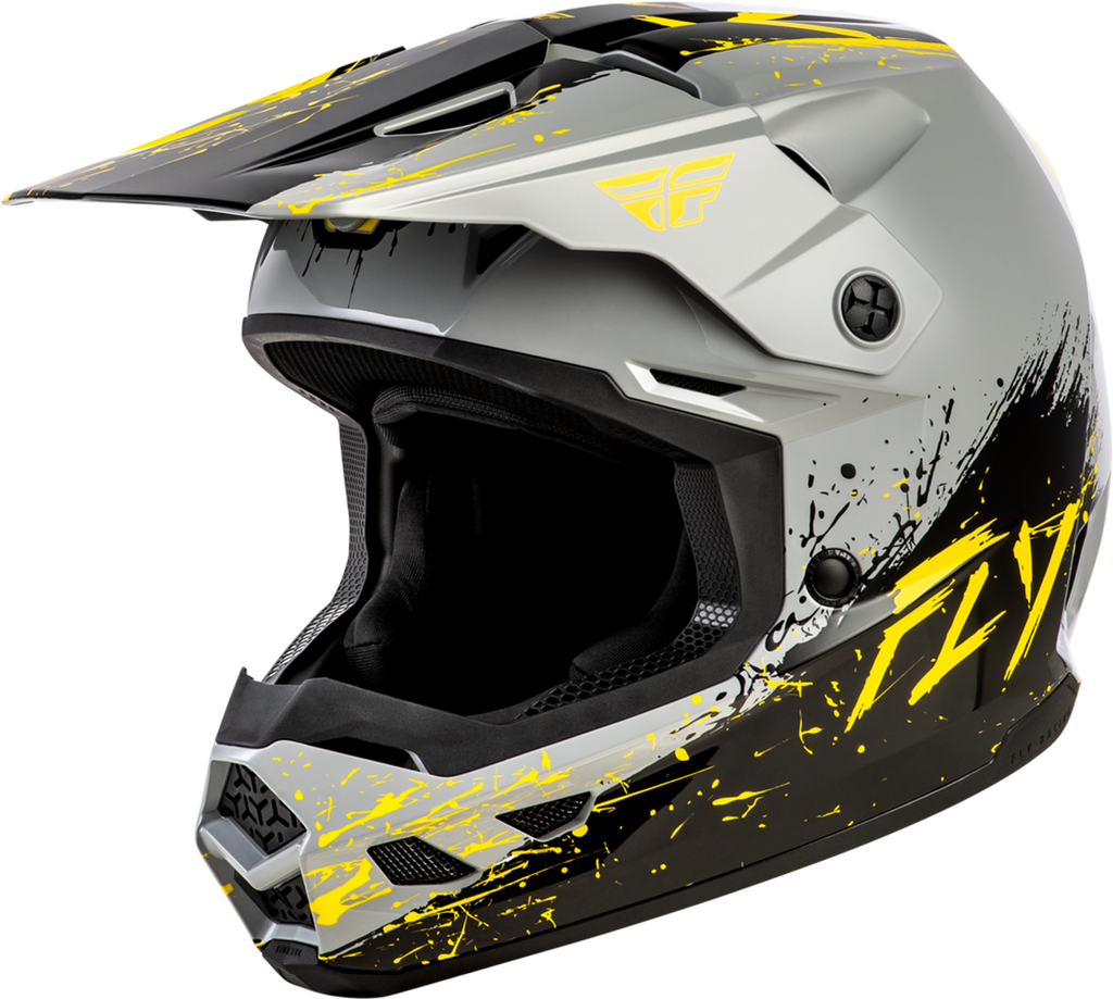 Fly Racing Kinetic Drip Youth Helmet - Grey/Black/Yellow