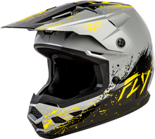 Load image into Gallery viewer, Fly Racing Kinetic Drip Youth Helmet - Grey/Black/Yellow