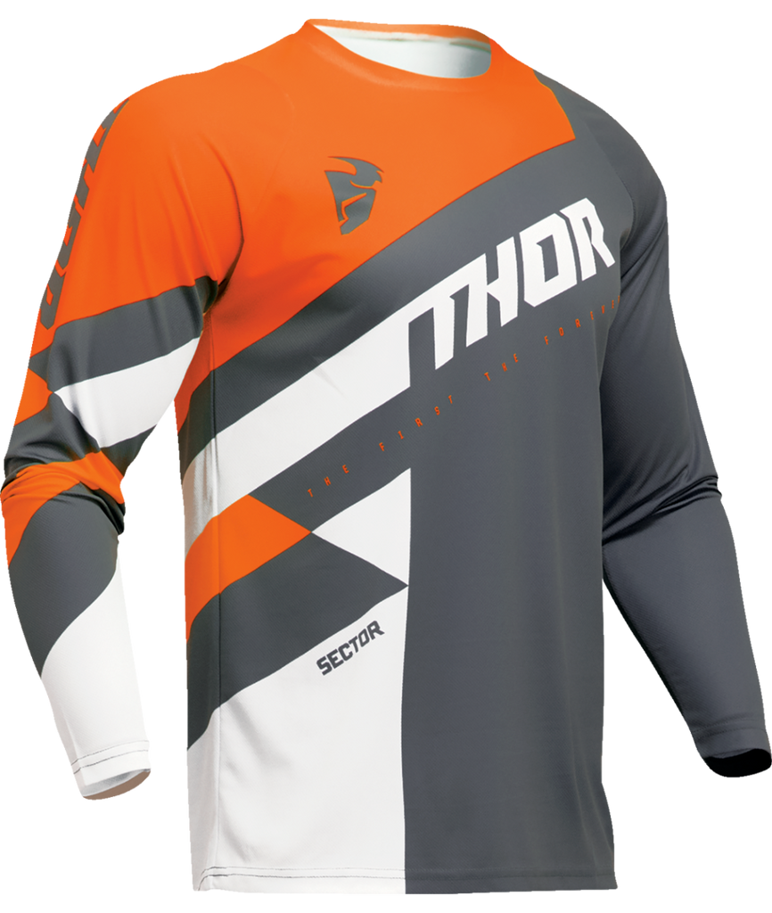 Thor 2025 Sector Checker Charcoal/Orange Youth Jersey