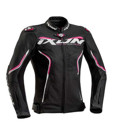 Ixon Trinity Lady Leather Jacket - Black/White/Fuchsia