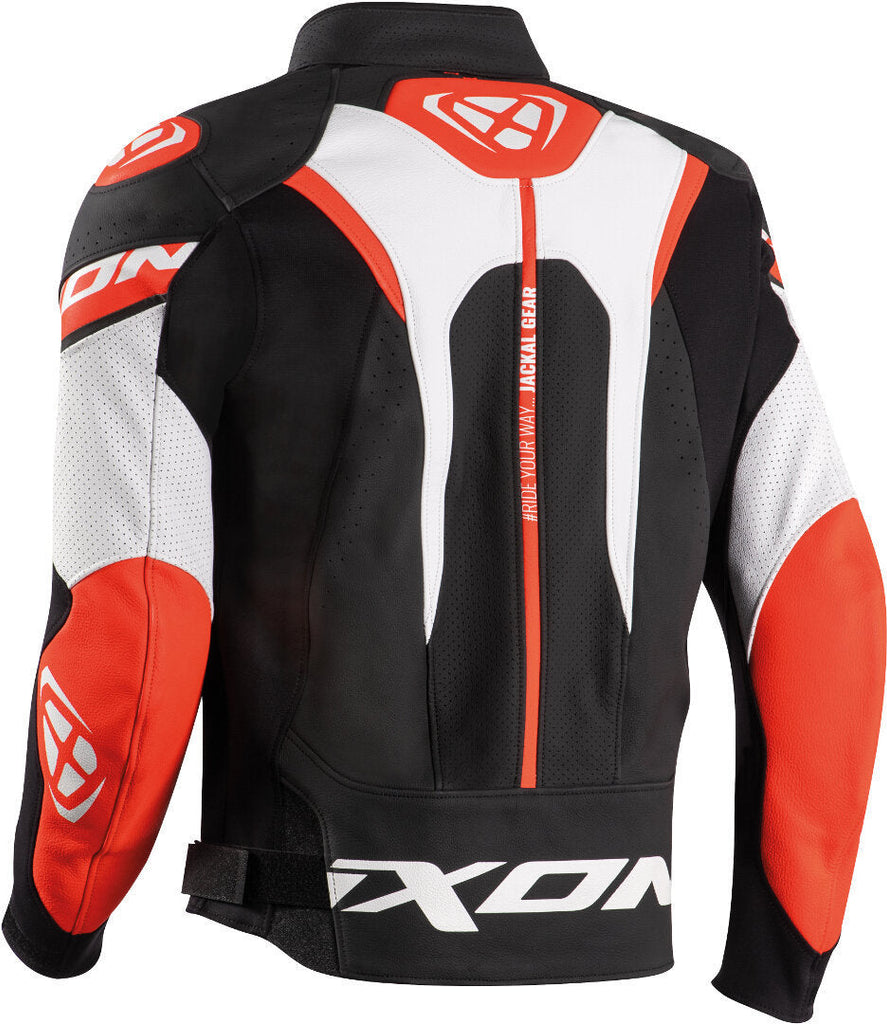 Ixon Jackal Leather Jacket - White/Red/Black