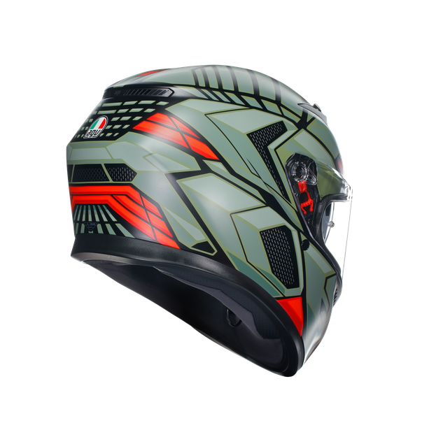 AGV K3 Decept Helmet - Matt Black/Green/Red
