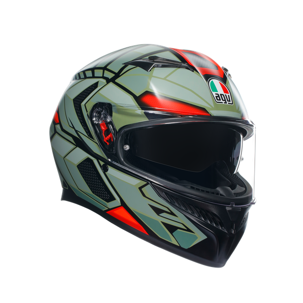 AGV K3 Decept Helmet - Matt Black/Green/Red
