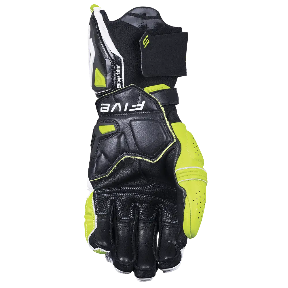 Five RFX-1 EVO Racing Gloves - White/Fluro-Yellow